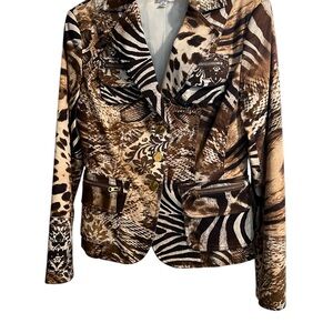 Cache Brown and Black Animal Print Blazer